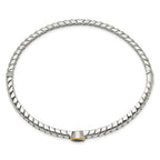 Shey Couture Sterling Silver Antiqued with 14K Accent Round Bezel Blue Topaz Bangle Bracelet