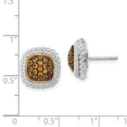 Sterling Silver w/14k and Black Rhodium Citrine Post Earrings
