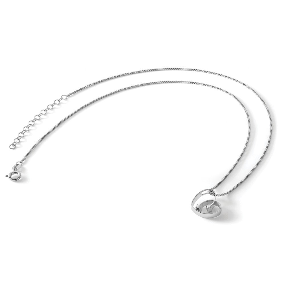 White Ice Sterling Silver Rhodium-plated 18 Inch Diamond Open Heart Necklace with 2 Inch Extender
