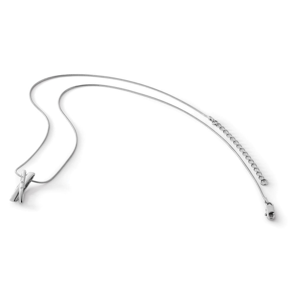White Ice Sterling Silver Rhodium-plated 18 Inch Diamond Crossover Necklace with 2 Inch Extender