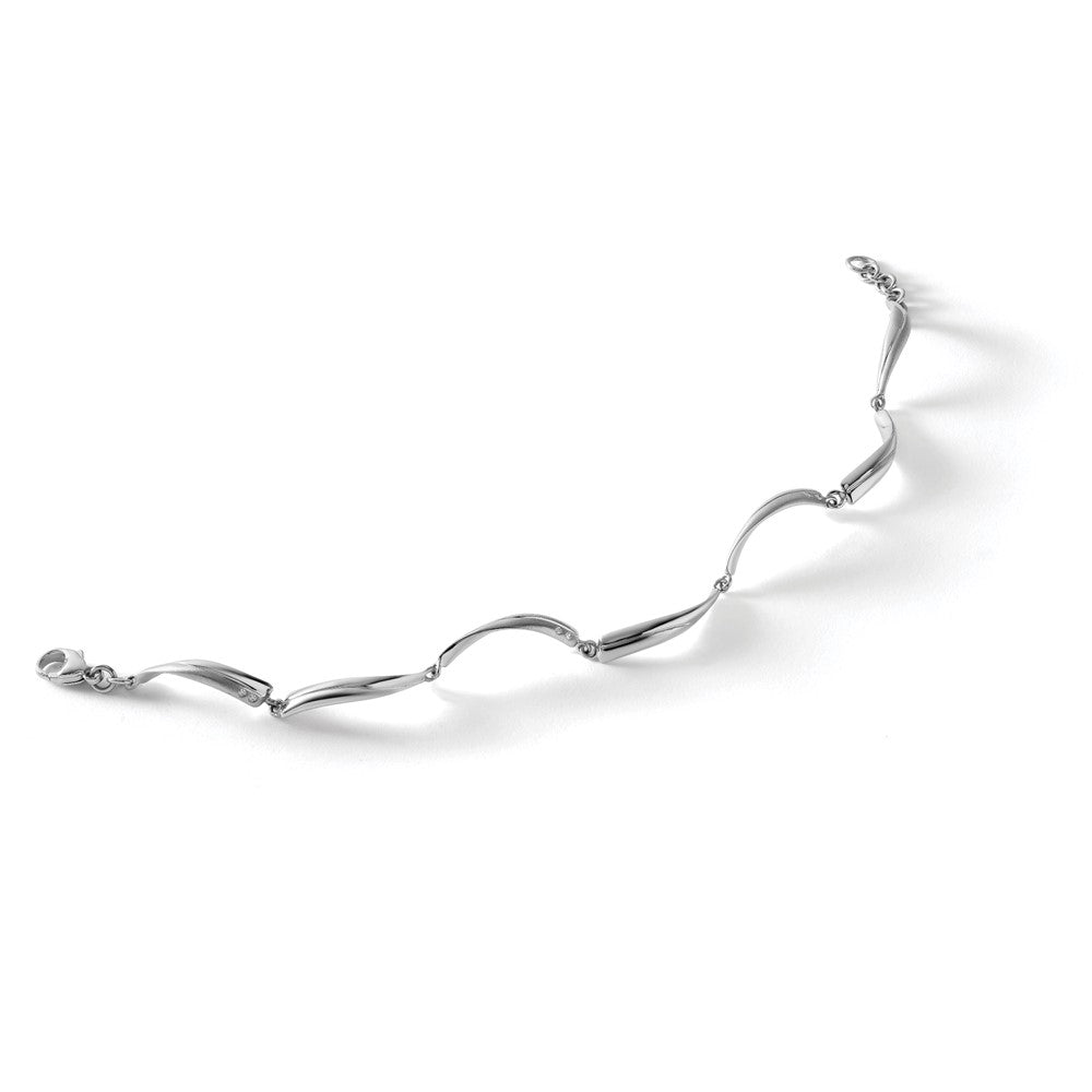 White Ice Sterling Silver Rhodium-plated Satin and Polished Diamond 7.5 Inch Bracelet with 1 Inch Extender