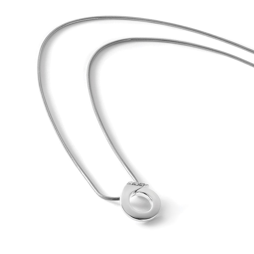 White Ice Sterling Silver Rhodium-plated 18 Inch Open Circle Diamond Necklace with 2 Inch Extender