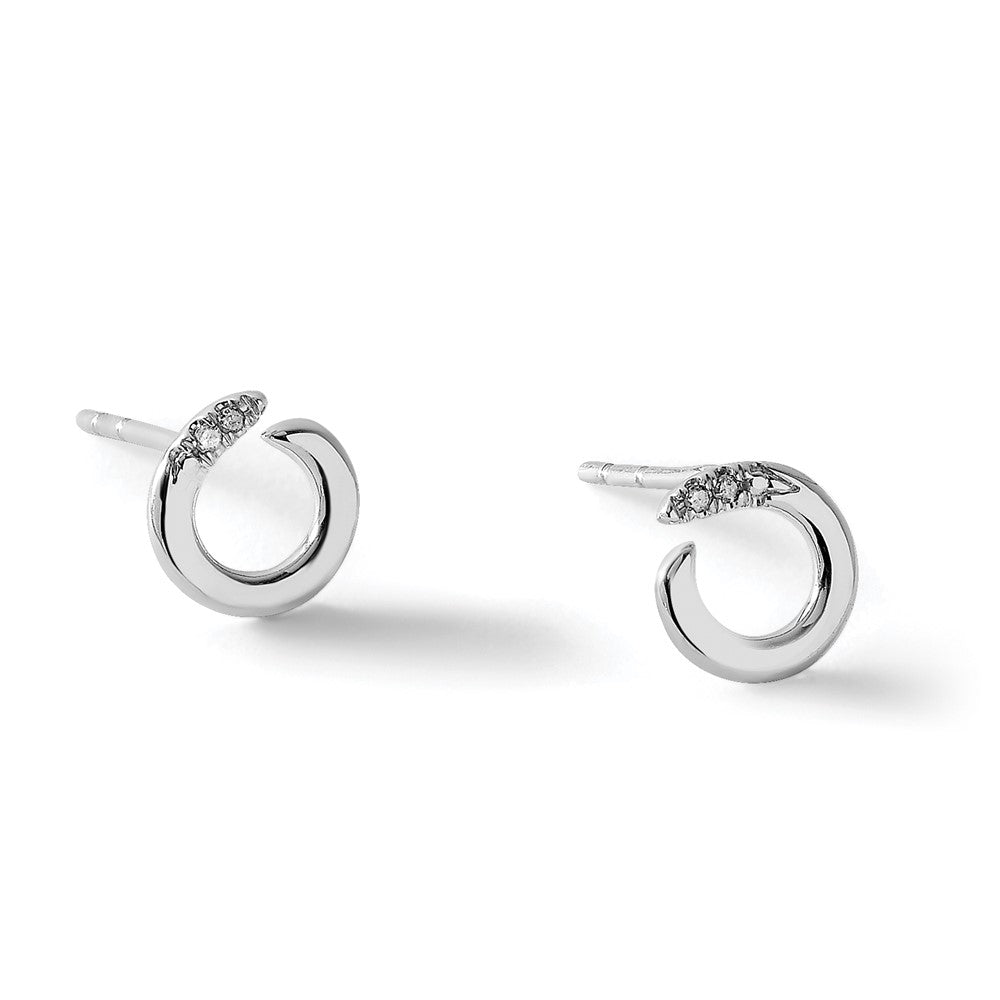 White Ice Sterling Silver Rhodium-plated Open Circle Diamond Post Earrings