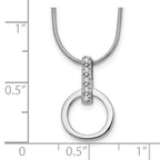 White Ice Sterling Silver Rhodium-plated 18 Inch Open Circle Diamond Necklace with 2 Inch Extender
