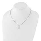 White Ice Sterling Silver Rhodium-plated 18 Inch Diamond Open Squared Necklace with 2 Inch Extender