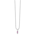 White Ice Sterling Silver Rhodium-plated 18 Inch Diamond and Pink Tourmaline Necklace with 2 Inch Extender