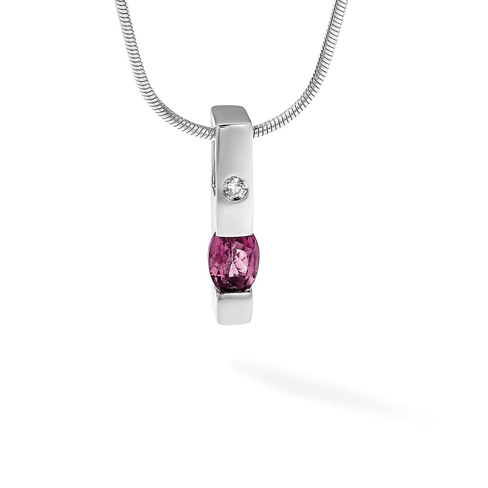 White Ice Sterling Silver Rhodium-plated 18 Inch Diamond and Pink Tourmaline Necklace with 2 Inch Extender