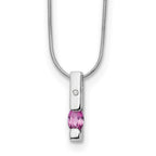 White Ice Sterling Silver Rhodium-plated 18 Inch Diamond and Pink Tourmaline Necklace with 2 Inch Extender