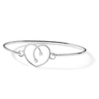 White Ice Sterling Silver Rhodium-plated Diamond Heart Bangle