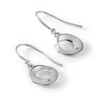 White Ice Sterling Silver Rhodium-plated Diamond Circle Shepherd Hook Dangle Earrings