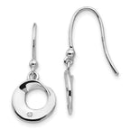 White Ice Sterling Silver Rhodium-plated Diamond Circle Shepherd Hook Dangle Earrings
