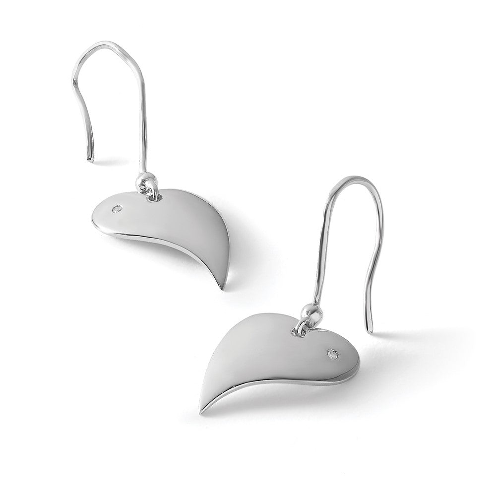 White Ice Sterling Silver Rhodium-plated Diamond Heart Earrings
