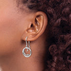 White Ice Sterling Silver Rhodium-plated Diamond Swirl Shepherd Hook Dangle Earrings