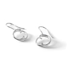 White Ice Sterling Silver Rhodium-plated Diamond Swirl Shepherd Hook Dangle Earrings