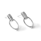 White Ice Sterling Silver Rhodium-plated Open Oval Diamond Post Dangle Earrings