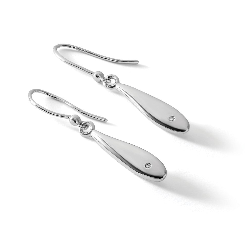 White Ice Sterling Silver Rhodium-plated Diamond Shepherd Hook Dangle Earrings