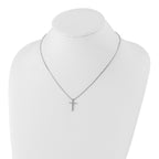 White Ice Sterling Silver Rhodium-plated 18 Inch Diamond Cross Necklace with 2 Inch Extender