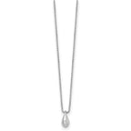 White Ice Sterling Silver Rhodium-plated 18 Inch Diamond Teardrop Necklace with 2 Inch Extender