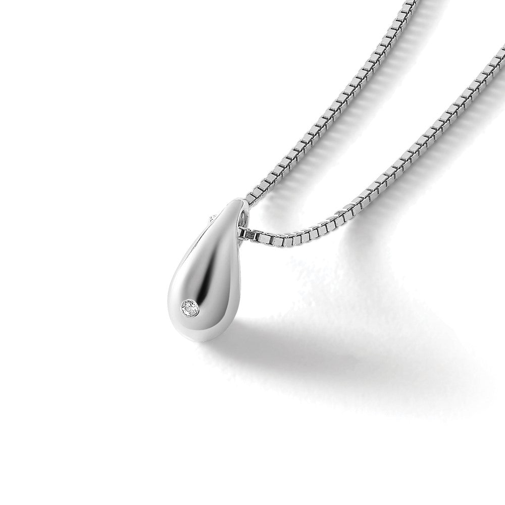 White Ice Sterling Silver Rhodium-plated 18 Inch Diamond Teardrop Necklace with 2 Inch Extender