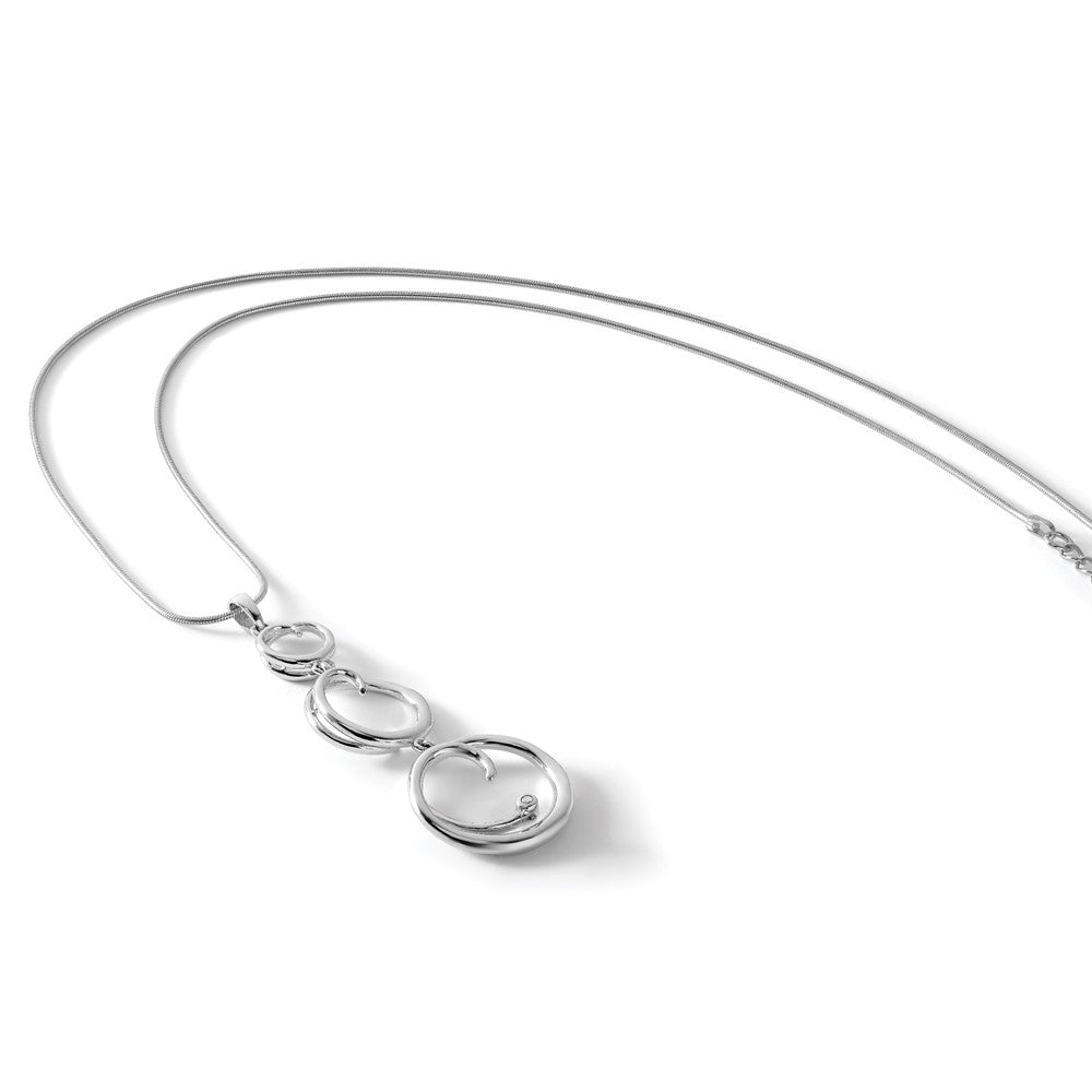 White Ice Sterling Silver Rhodium-plated 18 Inch Diamond Swirl Necklace with 2 Inch Extender
