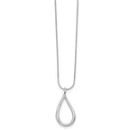 White Ice Sterling Silver Rhodium-plated 18 Inch Diamond Open Teardrop Necklace with 2 Inch Extender