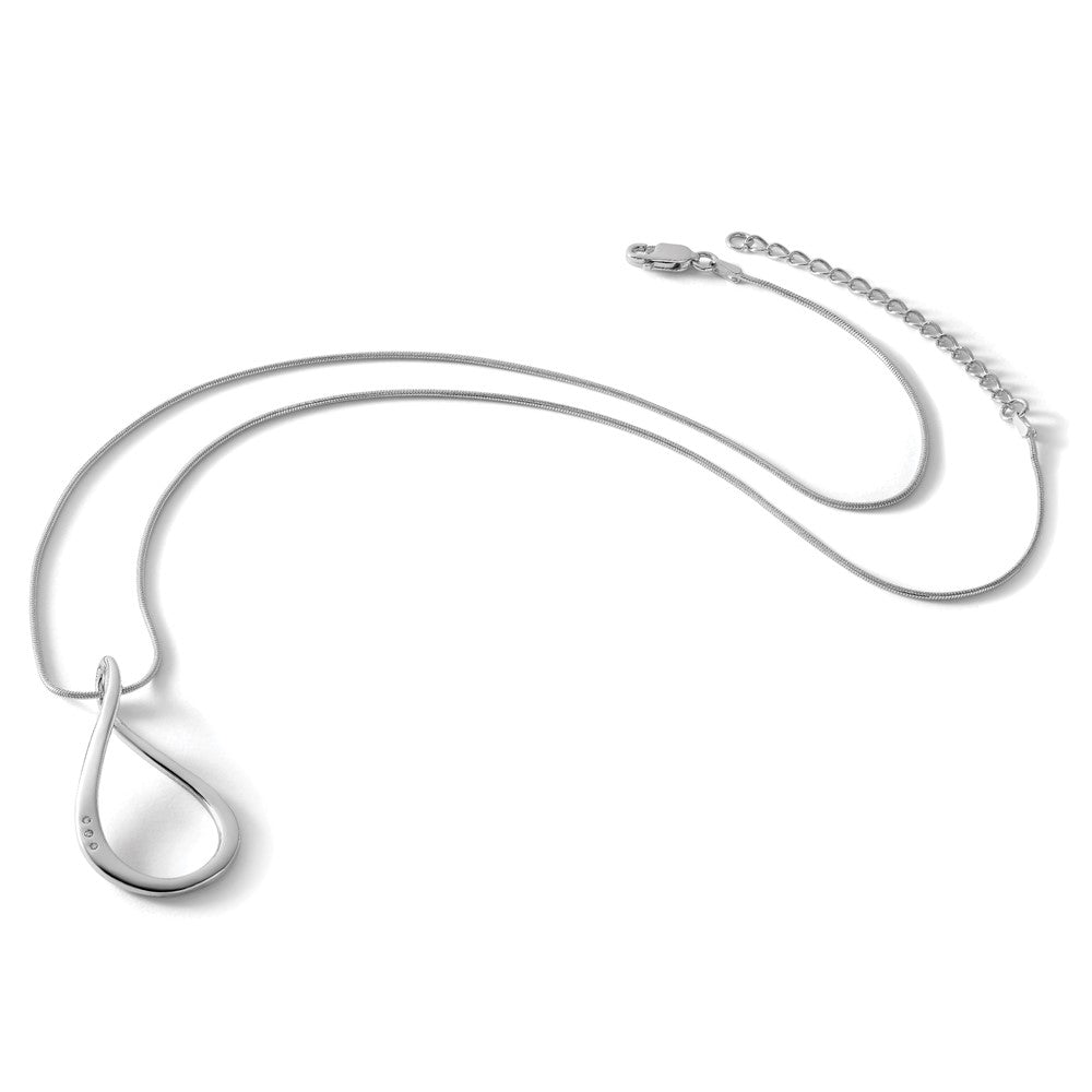 White Ice Sterling Silver Rhodium-plated 18 Inch Diamond Open Teardrop Necklace with 2 Inch Extender