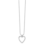 White Ice Sterling Silver Rhodium-plated 18 Inch Diamond Open Heart Necklace with 2 Inch Extender
