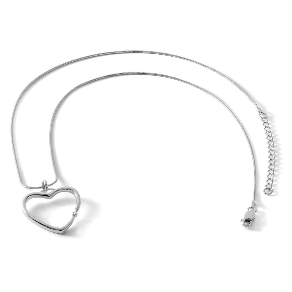 White Ice Sterling Silver Rhodium-plated 18 Inch Diamond Open Heart Necklace with 2 Inch Extender