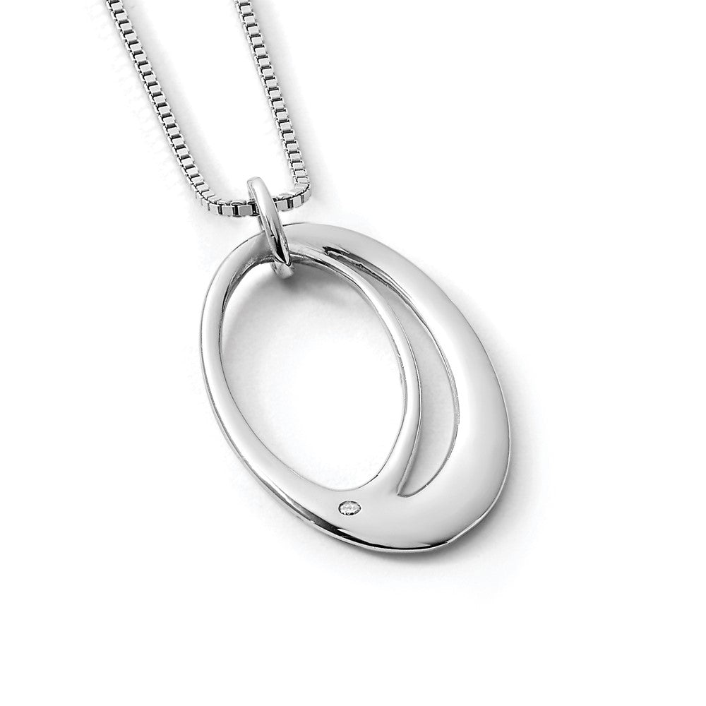 White Ice Sterling Silver Rhodium-plated 18 Inch Open Oval Diamond Necklace with 2 Inch Extender