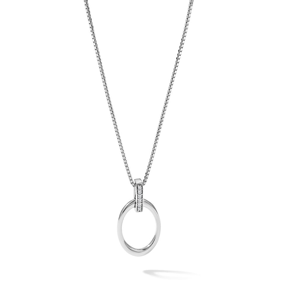 White Ice Sterling Silver Rhodium-plated 18 Inch Diamond Open Oval Necklace with 2 Inch Extender