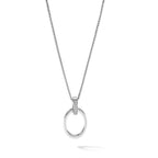 White Ice Sterling Silver Rhodium-plated 18 Inch Diamond Open Oval Necklace with 2 Inch Extender