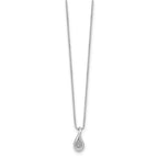 White Ice Sterling Silver Rhodium-plated 18 Inch Diamond Teardrop Necklace with 2 Inch Extender