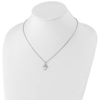 White Ice Sterling Silver Rhodium-plated 18 Inch Diamond Dolphin Necklace with 2 Inch Extender