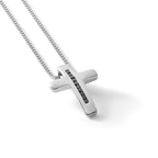 White Ice Sterling Silver Rhodium-plated 18 Inch Black Diamond Cross Necklace with 2 Inch Extender