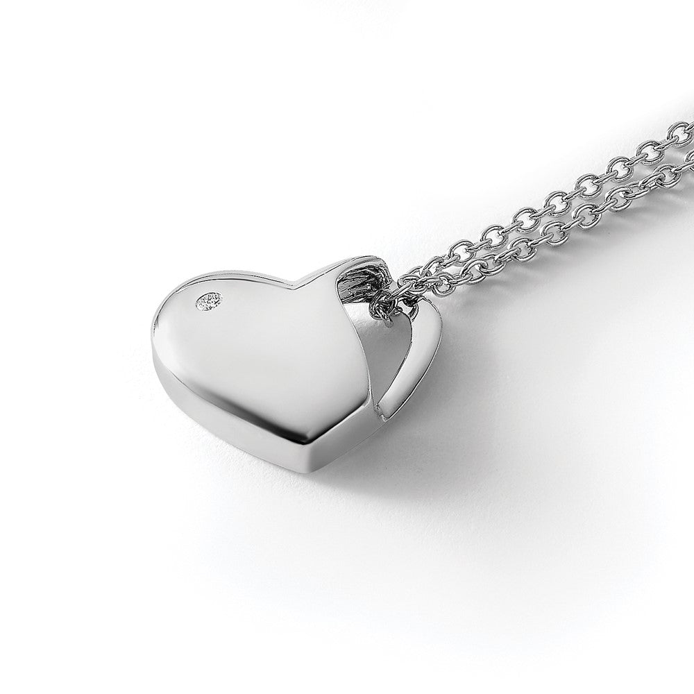 White Ice Sterling Silver Rhodium-plated 18 Inch Diamond Heart Necklace with 2 Inch Extender