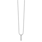 White Ice Sterling Silver Rhodium-plated 18 Inch Chanel-set Diamond Vertical Bar Necklace with 2 Inch Extender