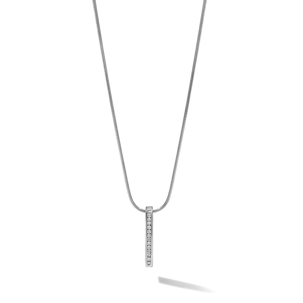 White Ice Sterling Silver Rhodium-plated 18 Inch Chanel-set Diamond Vertical Bar Necklace with 2 Inch Extender