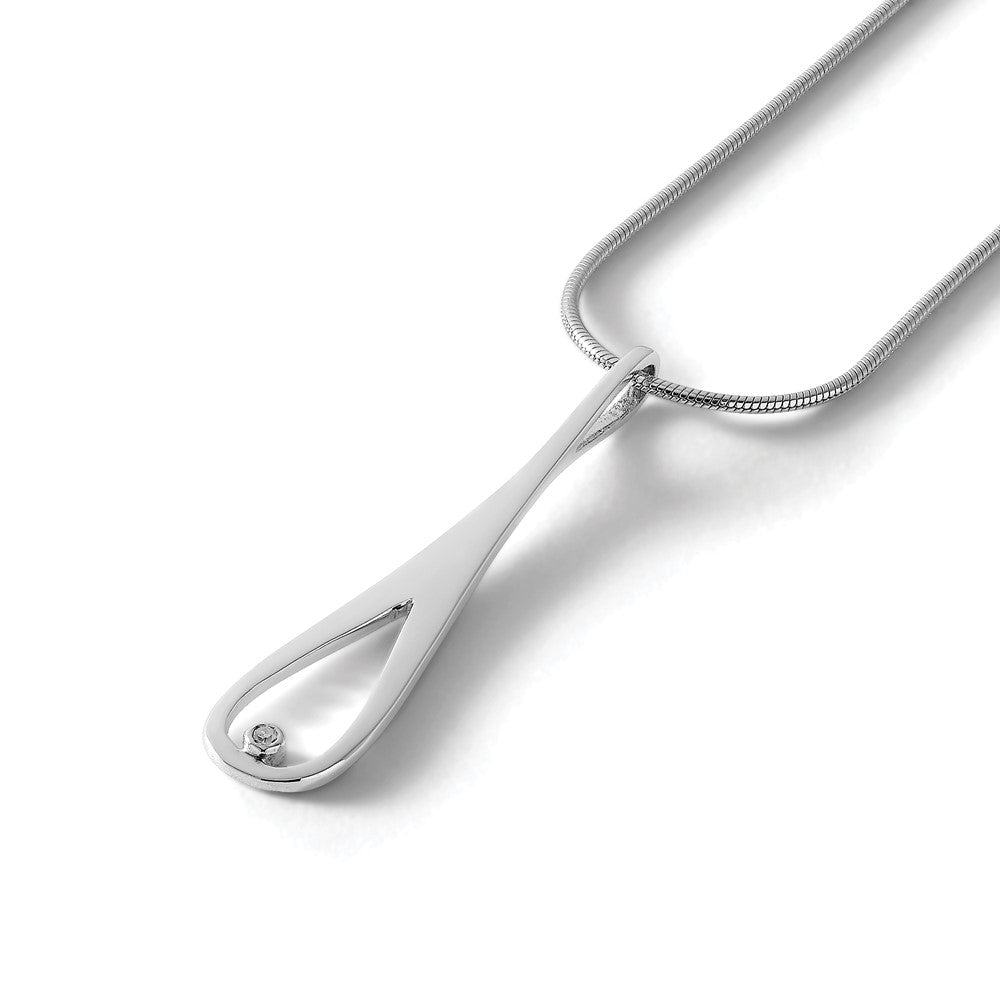 White Ice Sterling Silver Rhodium-plated 18 Inch Diamond Open Teardrop Necklace with 2 Inch Extender