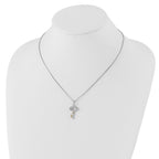 White Ice Sterling Silver Rhodium-plated Gold-tone 18 Inch Diamond Key Necklace with 2 Inch Extender