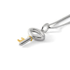 White Ice Sterling Silver Rhodium-plated Gold-tone 18 Inch Diamond Key Necklace with 2 Inch Extender
