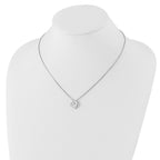 White Ice Sterling Silver Rhodium-plated Satin and Polished 18 Inch Diamond Heart Necklace with 2 Inch Extender