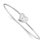 White Ice Sterling Silver Rhodium-plated Satin and Polished Diamond Heart Bangle