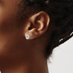 White Ice Sterling Silver Rhodium-plated Diamond Open Circle  Stud Post Earrings