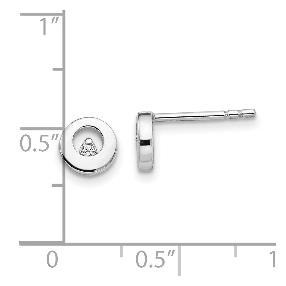 White Ice Sterling Silver Rhodium-plated Diamond Open Circle  Stud Post Earrings