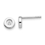 White Ice Sterling Silver Rhodium-plated Diamond Open Circle  Stud Post Earrings