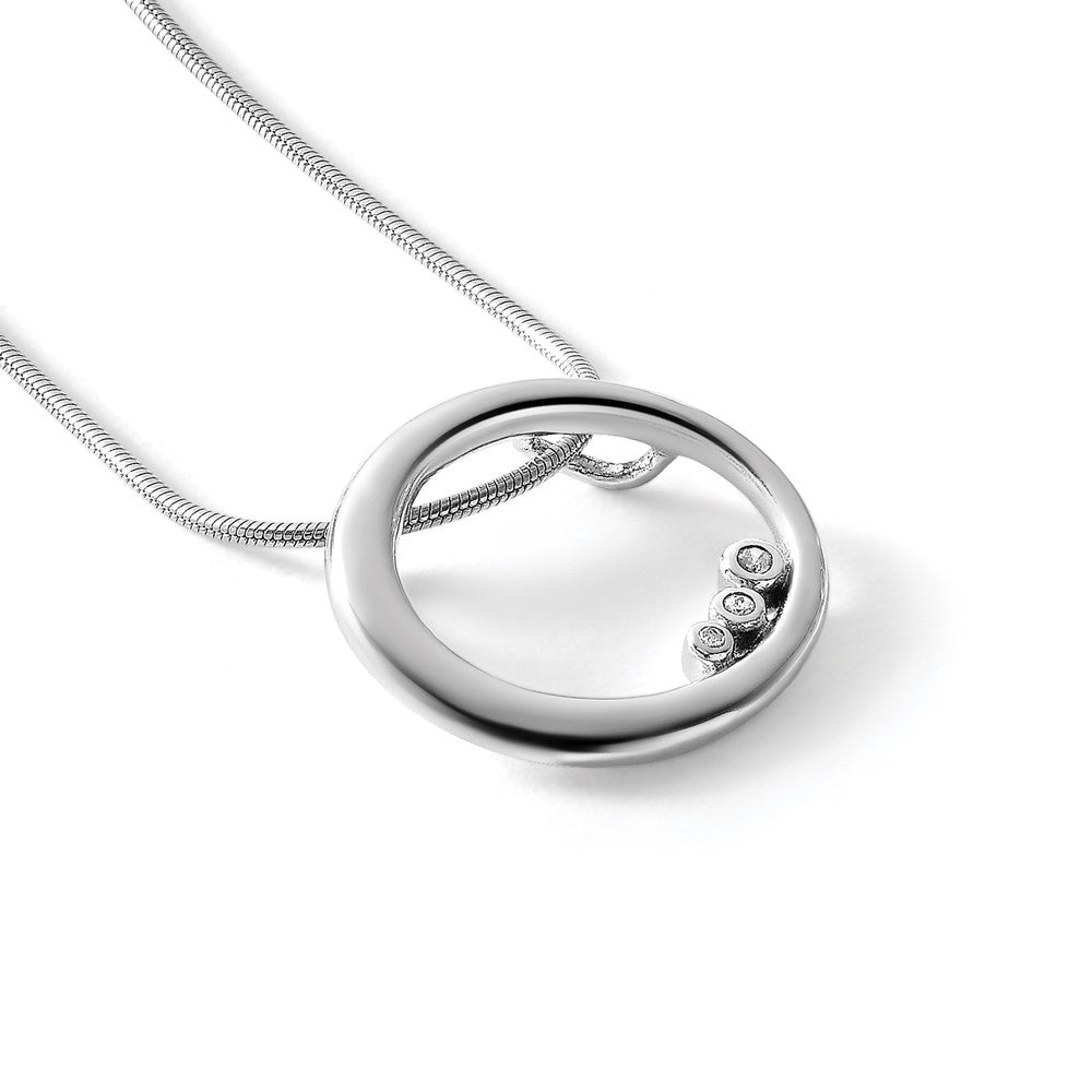 White Ice Sterling Silver Rhodium-plated 18 Inch Diamond Open Circle Necklace with 2 Inch Extender