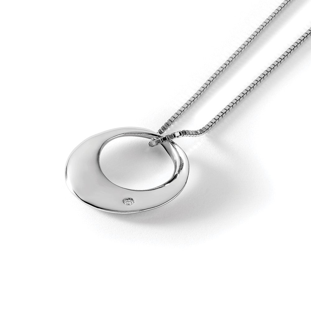 White Ice Sterling Silver Rhodium-plated 18 Inch Diamond Open Circle Necklace with 2 Inch Extender