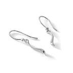 White Ice Sterling Silver Rhodium-plated Swirl Diamond Shepherd Hook Dangle Earrings