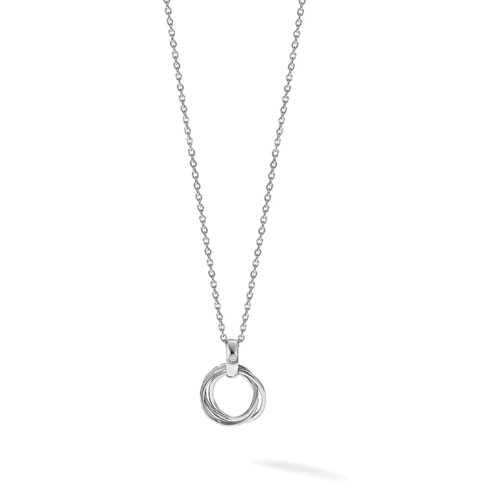 White Ice Sterling Silver Rhodium-plated 18 Inch Diamond Three Ring Necklace with 2 Inch Extender