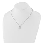 White Ice Sterling Silver Rhodium-plated 18 Inch Textured Polished and Satin Triangle Diamond Necklace with 2 Inch Extender